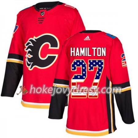 Pánské Hokejový Dres Calgary Flames Dougie Hamilton 27 2017-2018 USA Flag Fashion Černá Adidas Authentic